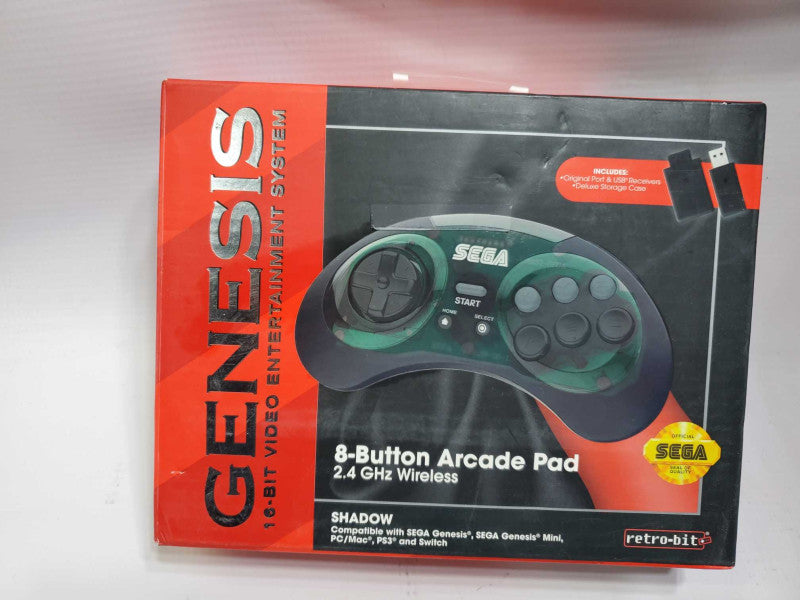 RETRO-BIT SEGA GENESISÂ® 8-Button Arcade Pad 2.4 GHz Wireless OPEN BOX
