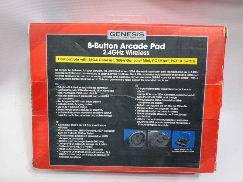 RETRO-BIT SEGA GENESISÂ® 8-Button Arcade Pad 2.4 GHz Wireless OPEN BOX