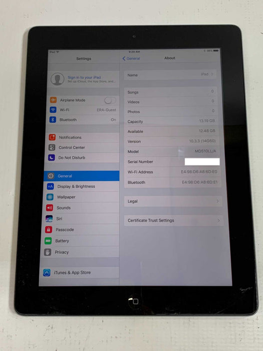 Apple iPad A11458 4th Gen 16GB WiFi