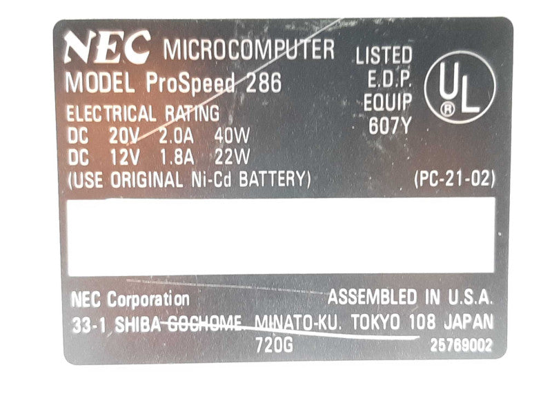 Vintage NEC ProSpeed 286 PC Computer - Working +