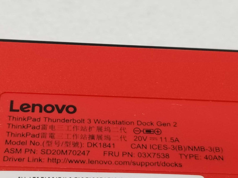 Lenovo ThinkPad Thunderbolt 3 Workstation Dock Gen 2 DK1841 40AN ( No Cord) ~