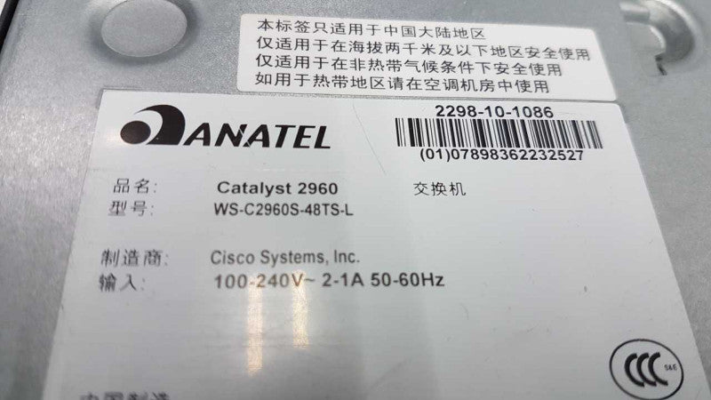 Cisco Catalyst WS-C2960S-48TS-L 48-Port 4x SFP Gigabit Ethernet Switch #