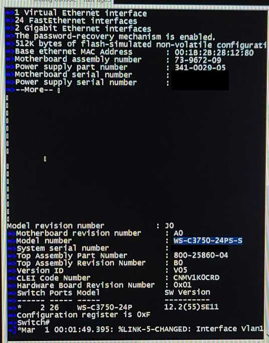 Cisco Catalyst WS-C3750-24PS-S 24-Port POE Ethernet 2xSFP Network Switch $