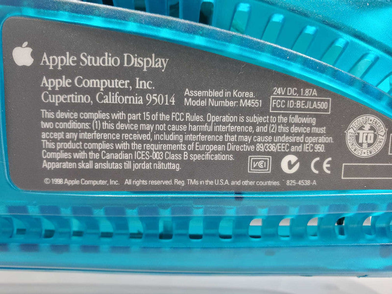 Apple Studio Display 15 M4551 Blueberry VGA LCD Display Monitor Mac vintage (