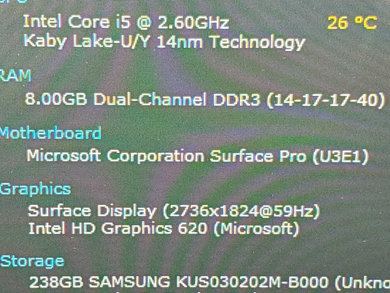 Microsoft Surface Pro 5 LTE model 1807, i5-7300U 8GB DDR3 256GB SSD |