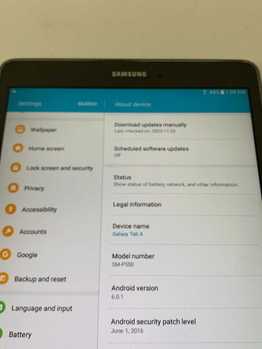 Samsung Galaxy Tab 9.7\\" SM-P550 16GB Gray Wi-Fi, Factory reset