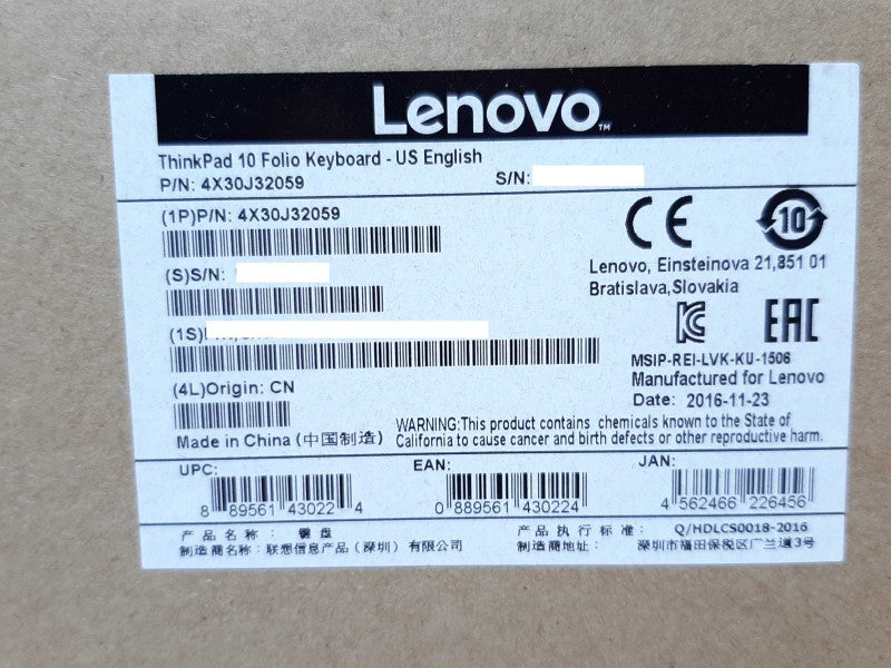 Lenovo ThinkPad 10 Folio Keyboard US English - Open Box +