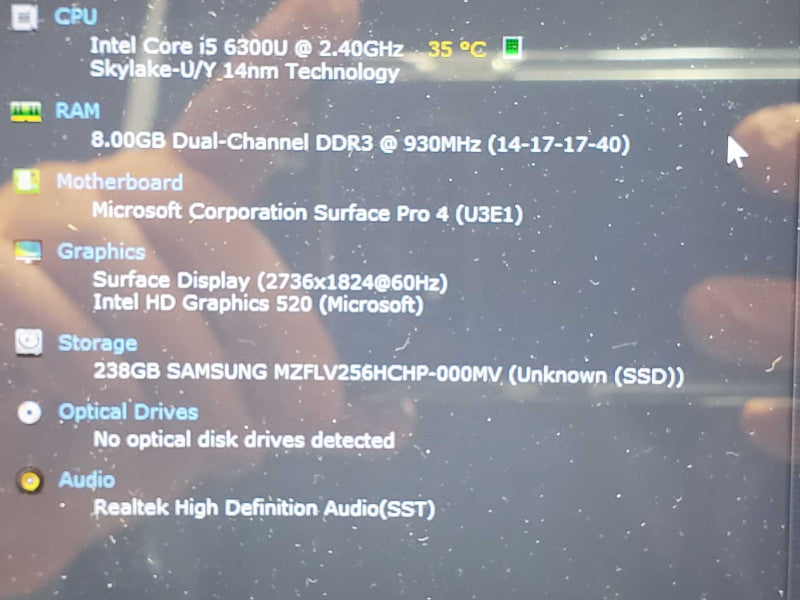 Microsoft Surface Pro 4 Core I5-6300U 2.4GHz, 8GB, 256GB SSD, 12\\" _