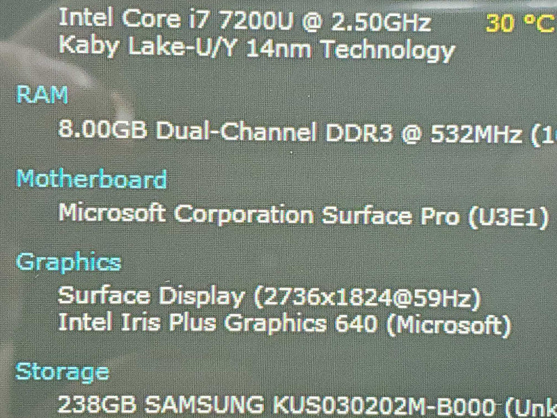 Microsoft Surface Pro 5 1796, i7-7200U, 8GB DDR3, 256GB SSD (Screen Bulge) |