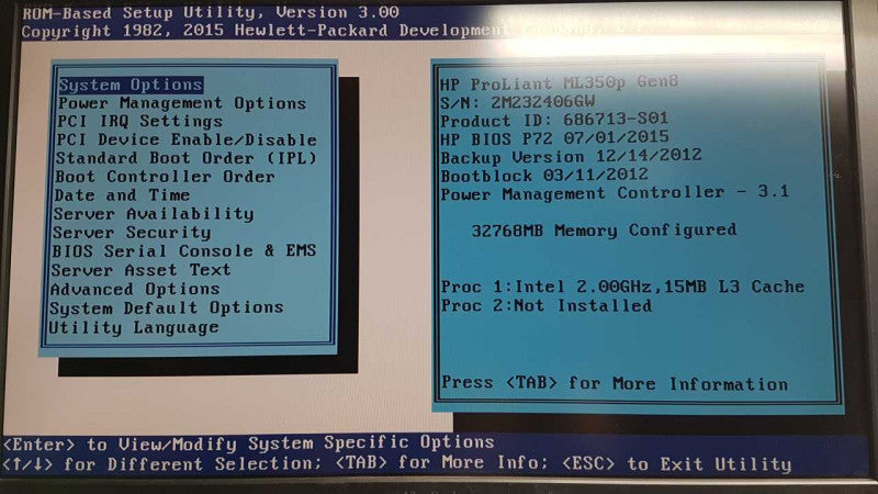 HP Proliant ML350p Gen8 Xeon E5-2620 @ 2.00ghz / 32gb ram / P420i Raid Ctrl #