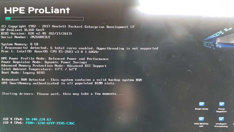 HP Proliant DL160 Gen9 Xeon E5-2603 V3 @ 1.60ghz / 8gb ram / H240 raid ctrl #