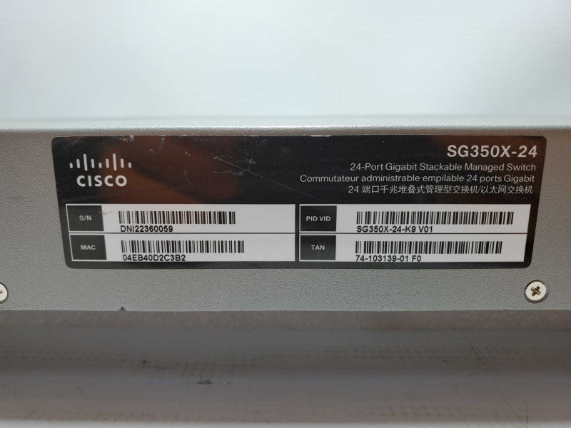 Cisco SG350X-24-K9 24-Port Gigabit Managed Stackable (
