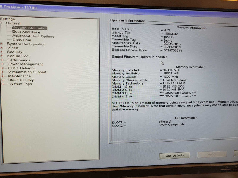 Dell Precision T1700 Xeon E3-1226 v3 @ 3.3 GHz 16GB DDR4 500GB HDD Quadro K620 (
