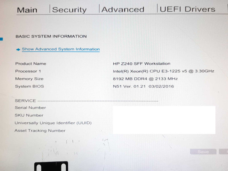 HP Z240 SFF Workstation Xeon E3-1225v5 @ 3.30GHz 8GB RAM DDR4 -NO HDD +