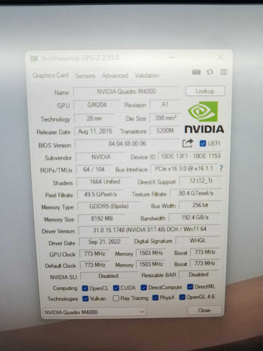 Dell NVIDIA Quadro M4000 8GB GDDR5 Video Graphics Card 4x Display Ports, QTY ~
