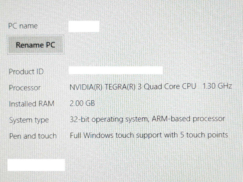 Microsoft Surface RT 1516 TEGRA 3 @ 1.30GHz 2GB RAM 64GB Flash +