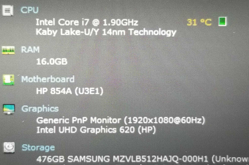 HP Elitebook 830 G6 13.3\\" i7-8665U 1.9GHz/16GB DDR4, 480GB SSD. ~