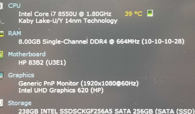 HP EliteBook 840 G5 14\\" Intel Core i7-8550U 1.8GHz/8GB DDR4, 240GB SSD, READ* ~