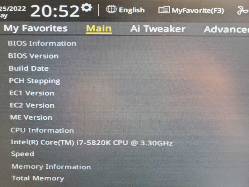 Asus X99-A/USB 3.1 DDR4 ATX Board with Core I7-5820K 3.3GHz CPU, No RAM _
