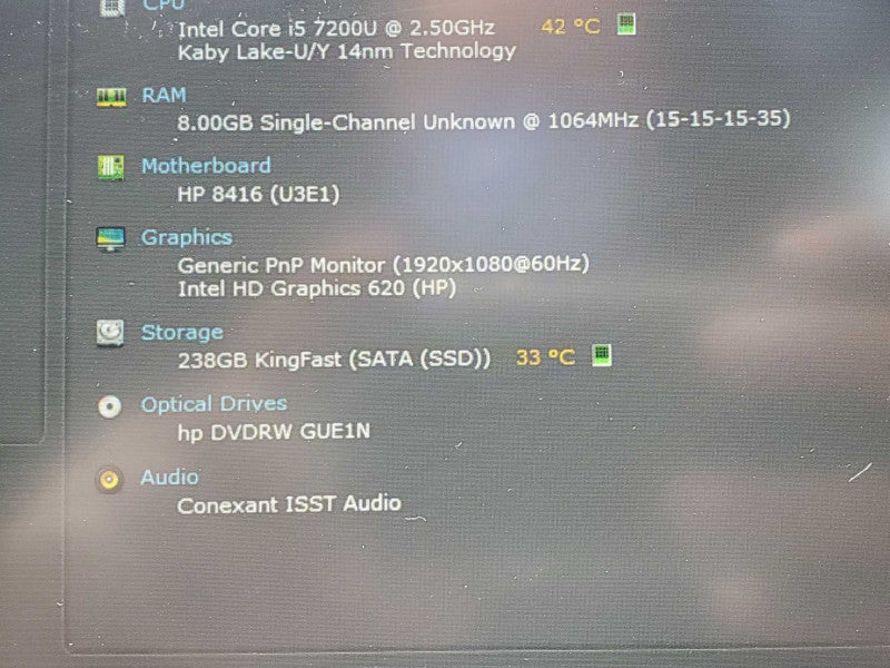 HP ProBook 650G4, Core I5-7200U 2.5GHz, 8GB DDR3, 256GB SSD, 15\\" _