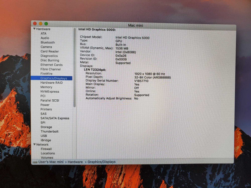 Mac Mini 2014 Core i5-4260U @ 1.4 GHz 4GB Ram 500GB HDD (