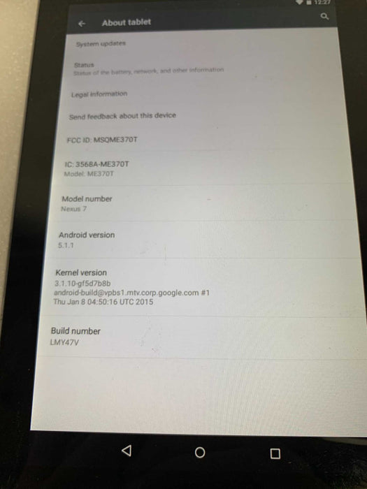 ASUS Nexus 7 tablet 13.24gb android 5.1.1 / 7\\" display #