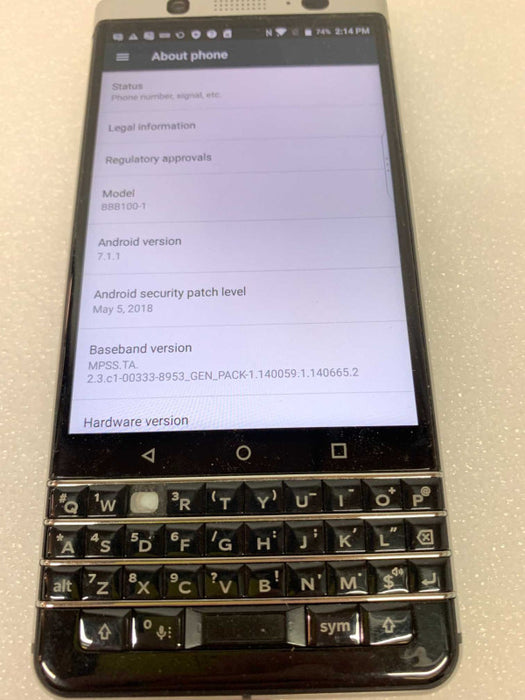 BlackBerry KEYone BBB100-1 32GB android 7.1.0 / missing sim tray cover , E Key #