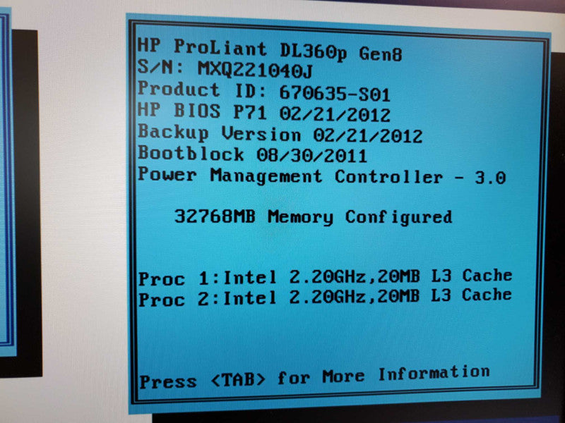 HP ProLiant DL360p Gen8 Xeon E5-2660 @ 2.2GHz 32GB Ram 8x 2.5\\" No HDD (