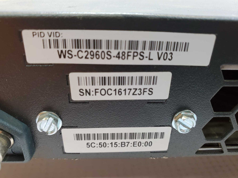Cisco Catalyst 2960-S Series PoE+ (WS-C2960S-48FPS-L V03) Managed Switch (