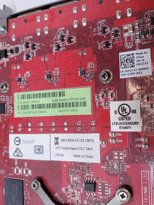 Dell AMD FirePro W5100 4GB 4x Display Ports 0W2C47 Graphics card _