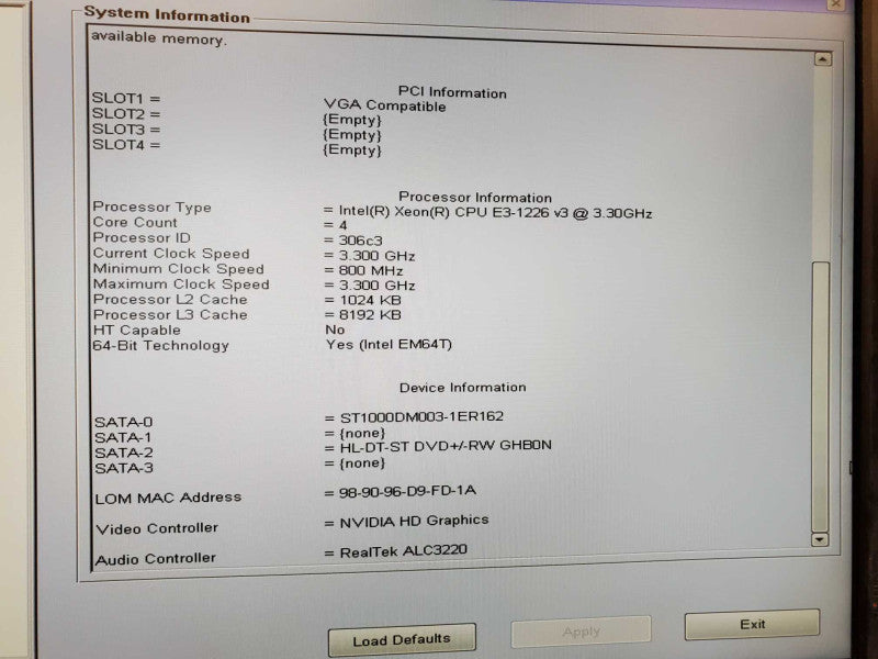Dell Precision T1700 Xeon E3-1226 v3 @ 3.3 GHz 32GB Ram 1TB HDD Nvidia K420 (