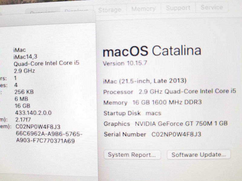 iMac 21.5\\" - L.2013 A1418, i5-4570S 2.9 GHz/16GB, nVidia GT 750M, NO HDDs ~