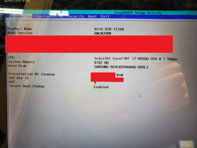 Lenovo Miix 520-12IKB 81CG i5-8550U 256GB SSD 8GB ballooned battery