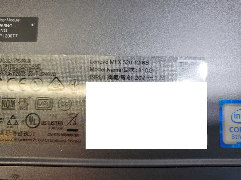 Lenovo Miix 520-12IKB 81CG i5-8550U 256GB SSD 8GB ballooned battery