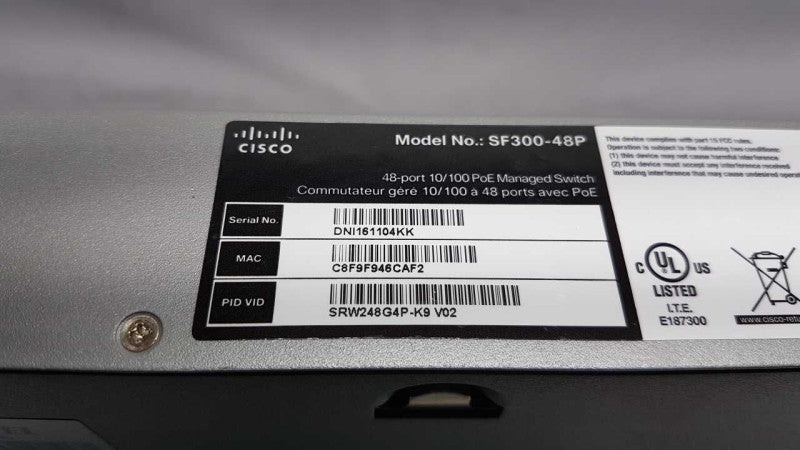 Cisco SF300-48P 48x port fast PoE Small Business Switch / factory reset #