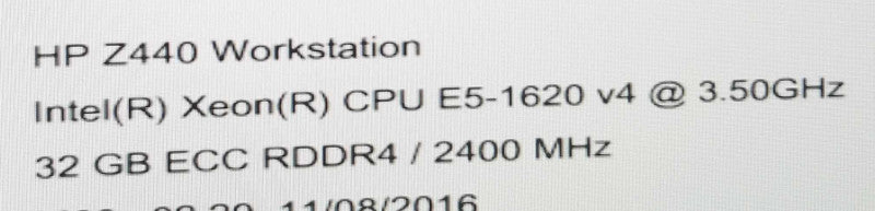 HP Z440 Workstation, Xeon E5-1620(v4) 3.5GHz/32GB DDR4, No GPU / HDDs, QTY ~