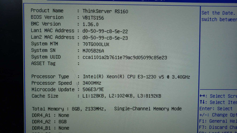 Lenovo ThinkServer RS160 1U e3-1230V5@3.4GHz 8GB ECC DDR4 2x1TB HDD [