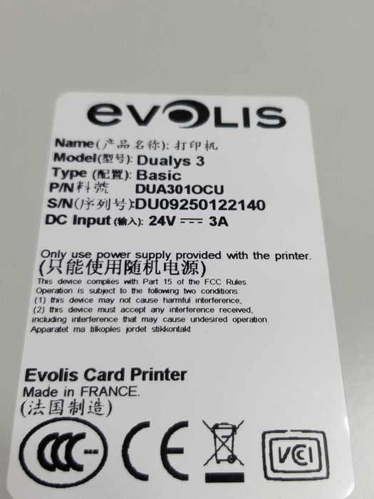 Evolis Dualys 3 Colour Thermal Dual-Sided ID Card Printer, AS-IS ~