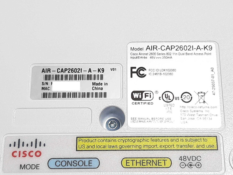 Cisco AIR-CAP2602I-A-K9 2600 Series Access Point - Open Box +