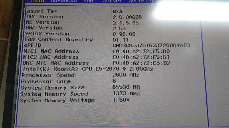 Dell B08S Blade server / 3x C6220 blades / 2x Xeon E5-2670 @ 2.60ghz #