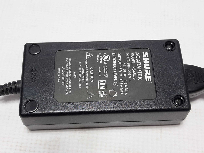 SHURE PS45US 100-240V ~ 50-60Hz 1.3A to 15V 3.33A AC Adapter +