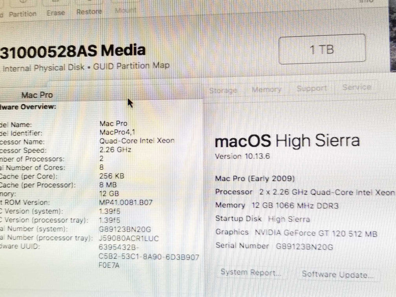 Mac Pro - E.2009 A1289, 2x Xeon E5520 2.26GHz /12GB, GeForce GT 120, 1TB HDD ~