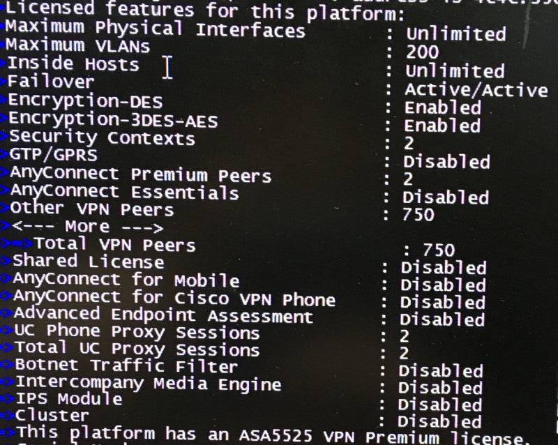 Cisco ASA 5525-X Firewall with VPN Premium and 750 Anyconnect licenses