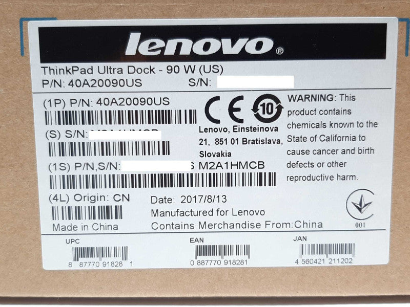 Lenovo ThinkPad Ultra Dock 90W (US) P/N: 40A20090US - Open Box +