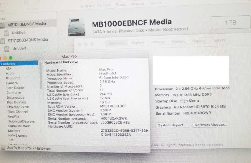 Mac Pro - E.2009 A1289, 2x XEON 2.66GHz 6C/16GB, Radeon HD5870, 2x 1TB HDDs,  ~