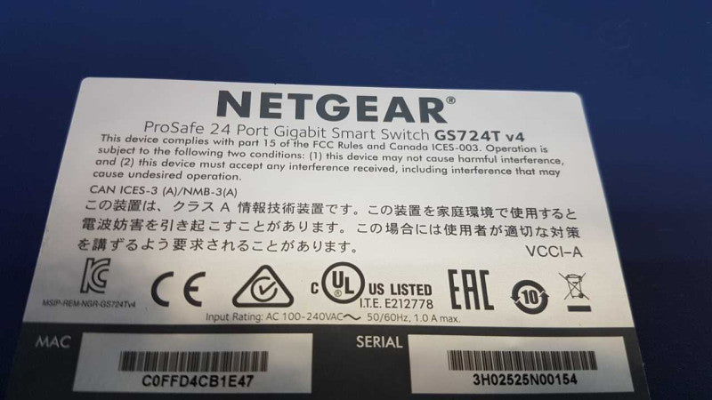 Netgear GS724T V4  24-Port Gigabit Smart Managed Switch / FACT RESET #