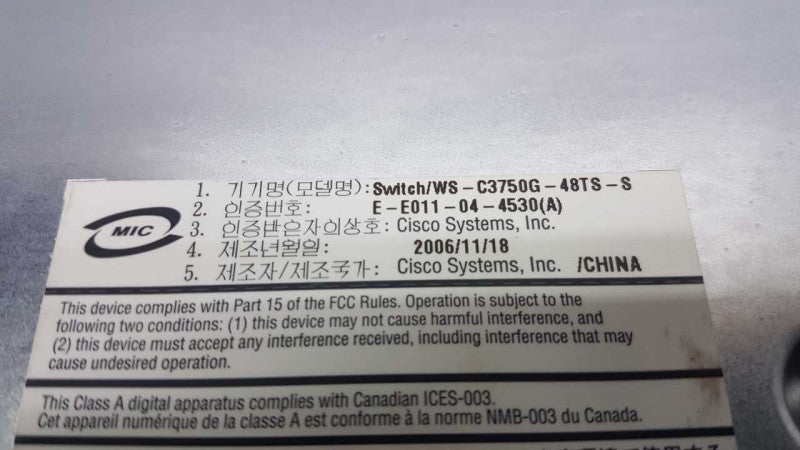 Cisco WS-C3750G-48TS-S 4 Port Gigabit Ethernet Switch / FACTORY RESET #