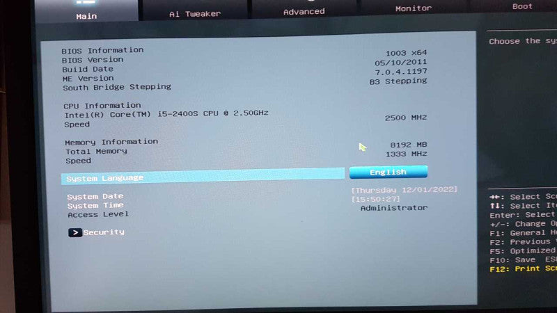 blackbox PC I5-2400s @ 2.50ghz / 8gb ram / see notes #