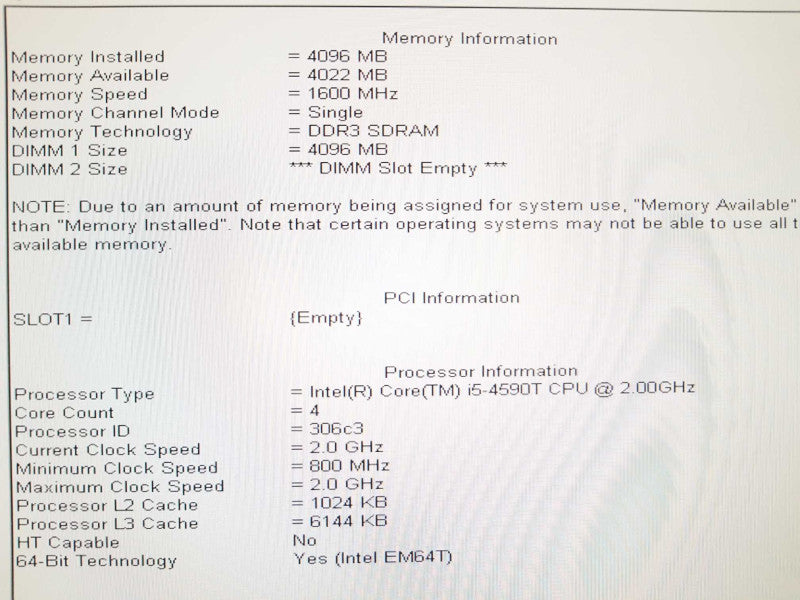 Dell OptiPlex 3020M MT Tiny i5-4590T 2GHz/4GB, No HDD/CADDY. QTY, READ* ~