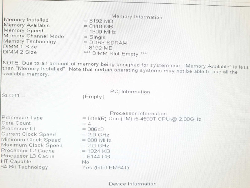 Dell OptiPlex 3020M MT Tiny i5-4590T 2GHz/8GB, No HDD/CADDY. QTY, ~